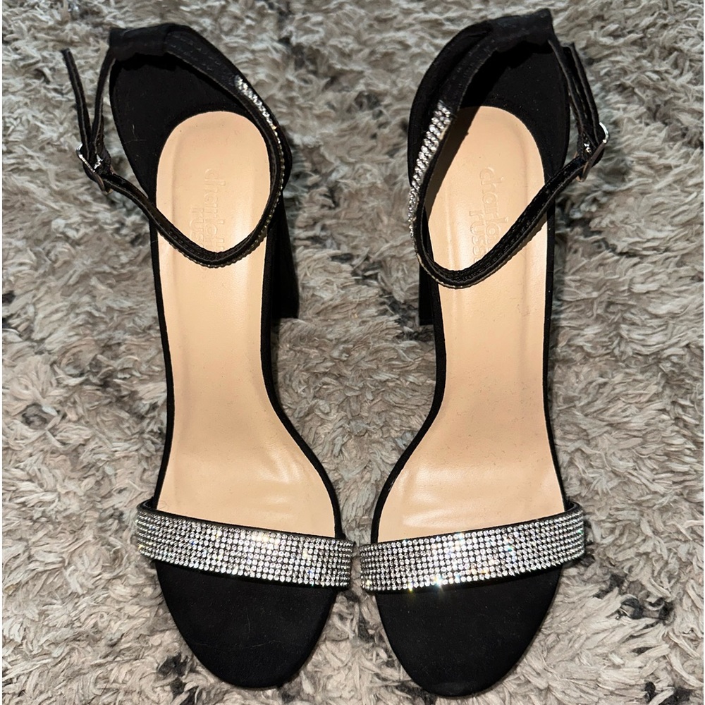 Rhinestone Black Heels